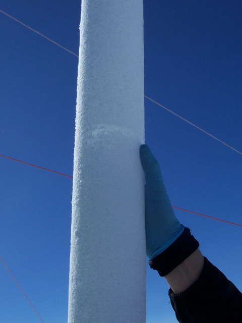 A record of fossil-fuel use: A section of the 100-meter ice core in Greenland.